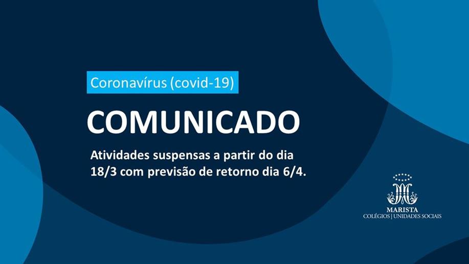 Informamos que, diante da necessidade de intensificar ações preventivas ao novo coronavírus (covid-19), o Colégio Marista Santo Antônio não terá aulas a partir desta quarta-feira, 18/3. O retorno está previsto para 6/4, 